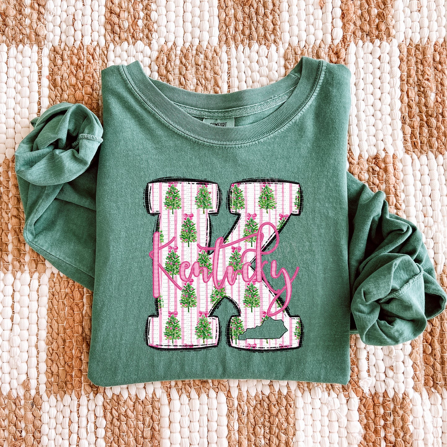 Kentucky, Pink & Green, Christmas Trees | DTF Print - COOL PEEL |