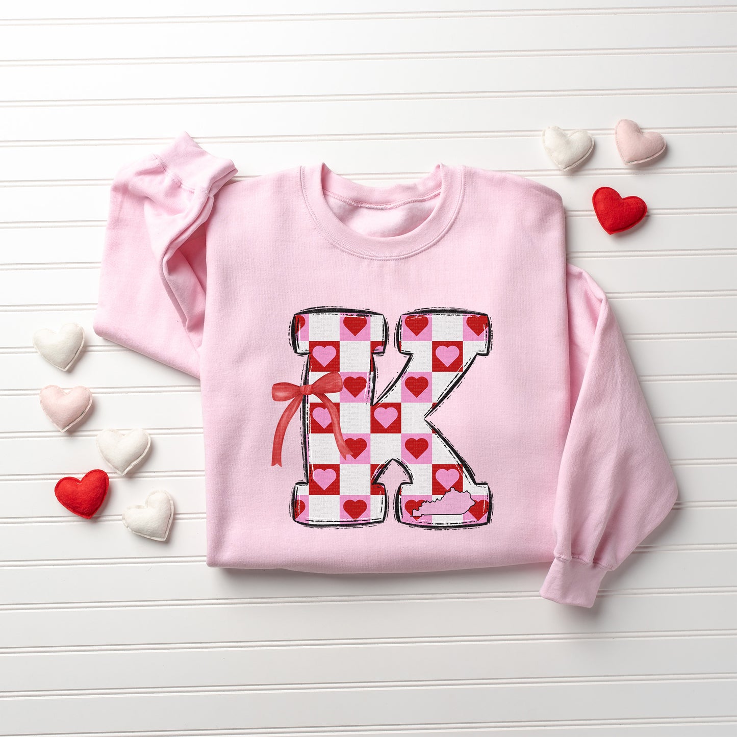 Big K, Checkered Hearts, Kentucky, KY, Valentine | DTF Print - COOL PEEL |