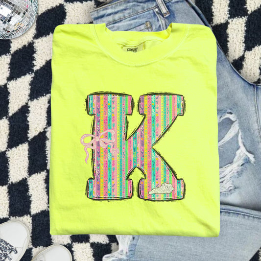 Kentucky, Big K, Bright Stripes With Bow | DTF Print - COOL PEEL |