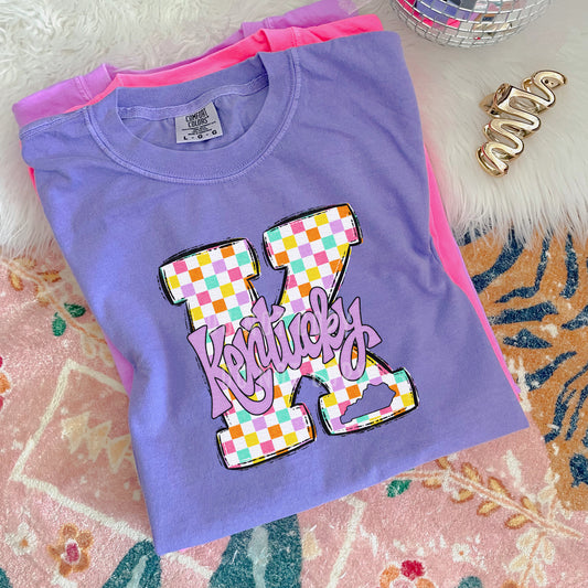 Kentucky, Big K, Colorful Blocks, Purple Lettering | DTF Print - COOL PEEL |