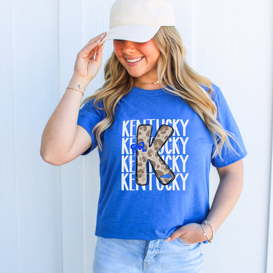 Kentucky Stacked White, Leopard Big K With Bow | DTF Print - COOL PEEL |