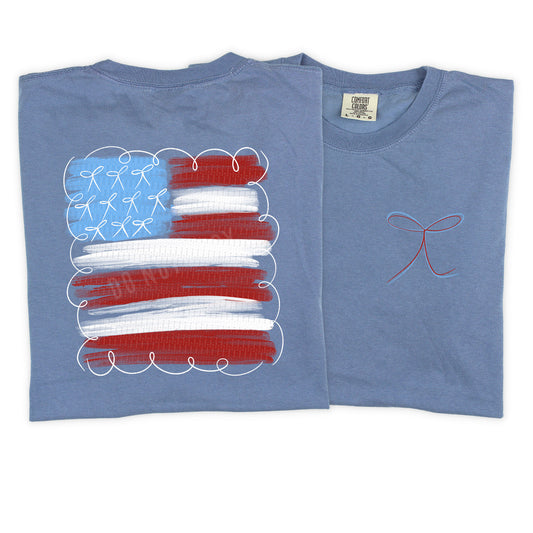 USA Flag, Patriotic, Bow, FREE POCKET | DTF Print - COOL PEEL |