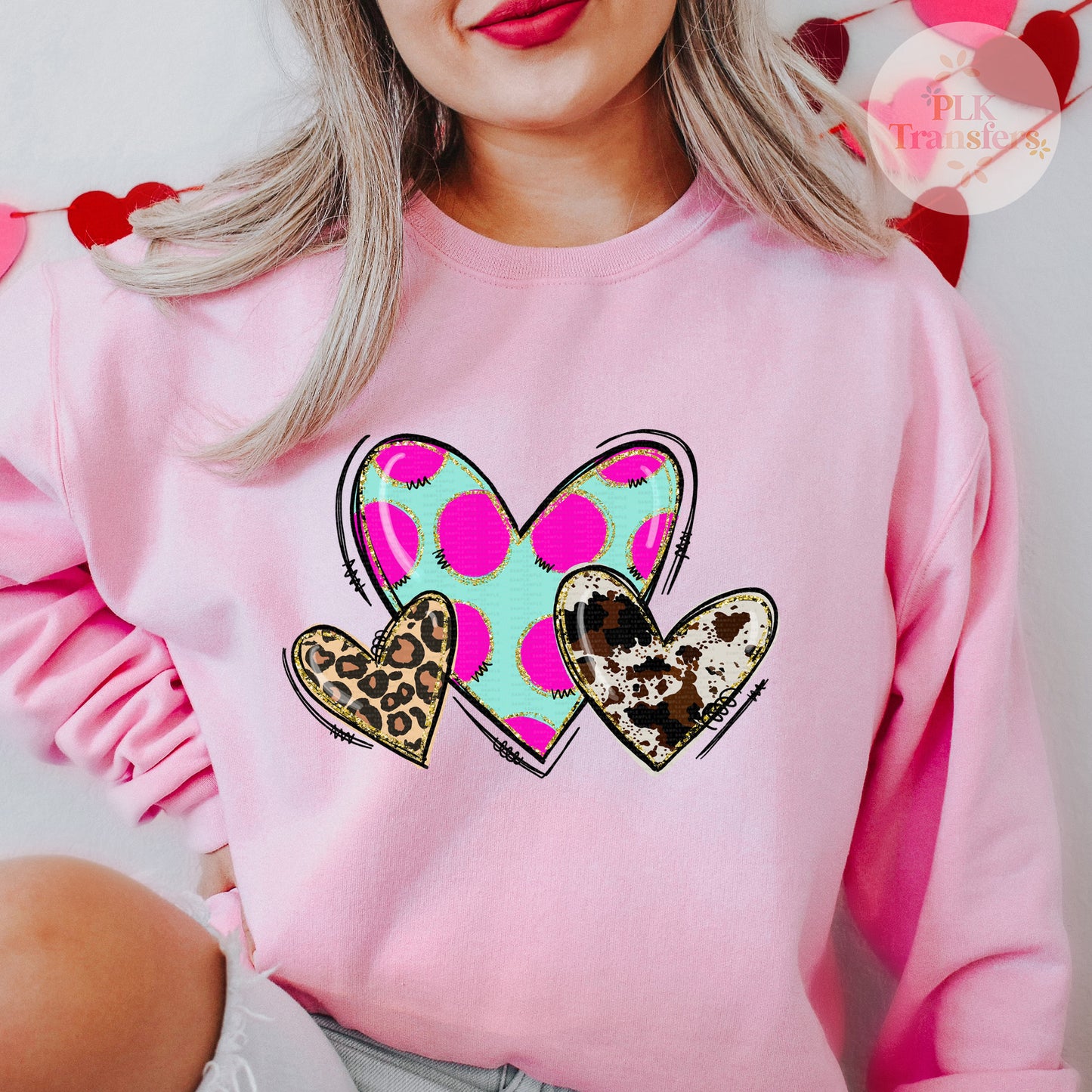 Cute Cow Print, Leopard, & Dots - Hearts Valentine's Day | DTF Print - COOL PEEL |