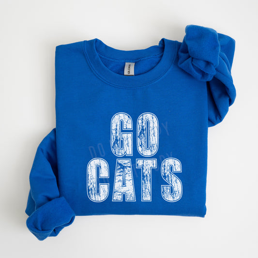 Go Cats, Kentucky, White, Distressed | Screen Print Transfer | - SINGLE COLOR
