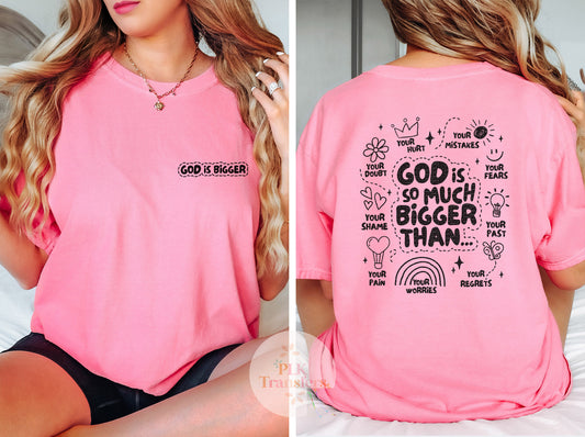 God Is Bigger, POCKET (full size purchased separately) | Screen Print Transfer | - SINGLE COLOR (LOW HEAT)
