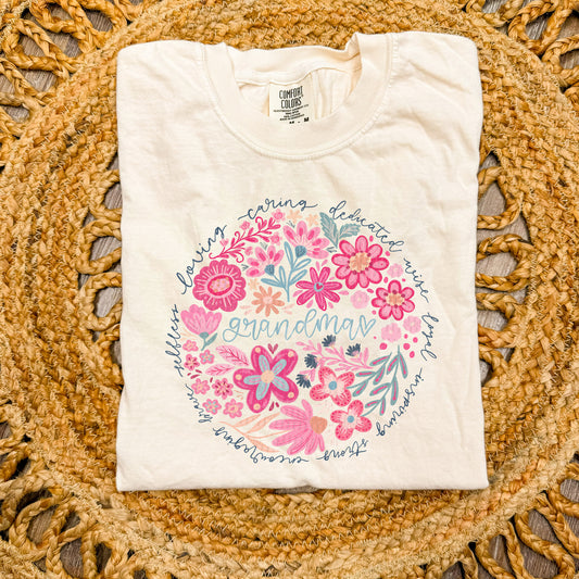 Grandma, Circle, Flowers | DTF Print - COOL PEEL |