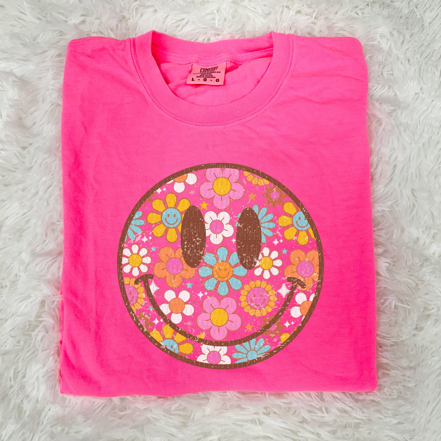 Retro Daisy Happy Face | DTF Print - COOL PEEL |