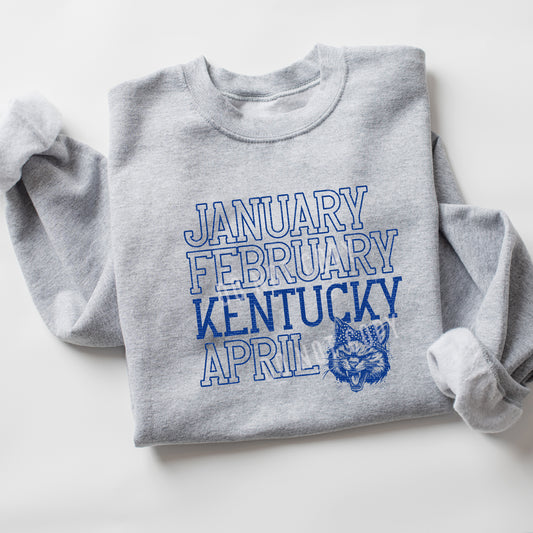 Jan, Feb, KY, April, Cute Wildcat | Screen Print Transfer | - SINGLE COLOR