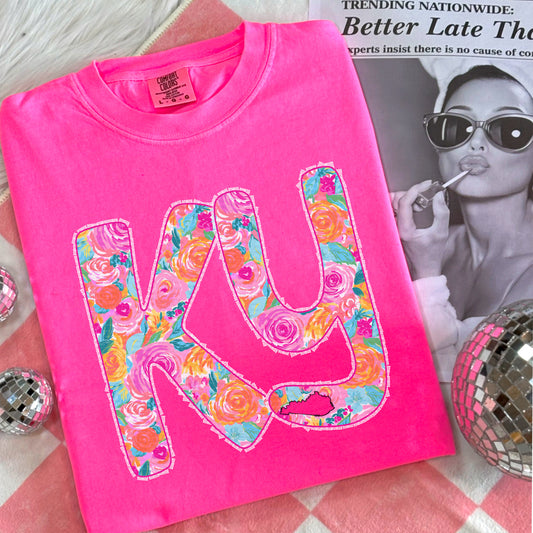 KY, Floral, Outside Fringe | DTF Print - COOL PEEL |