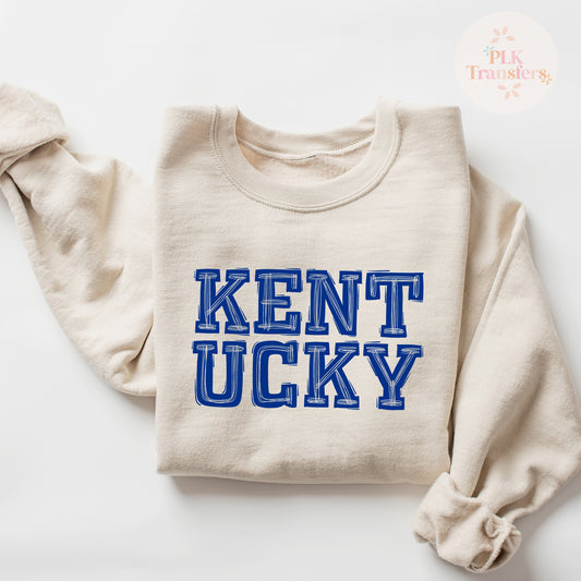 Kentucky, Blue Scribble Letters | Screen Print Transfer | - SINGLE COLOR