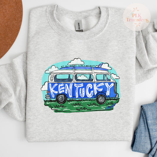 Kentucky Bus | MATTE CLEAR FLIM |Screen Print Transfer | - FULL COLOR