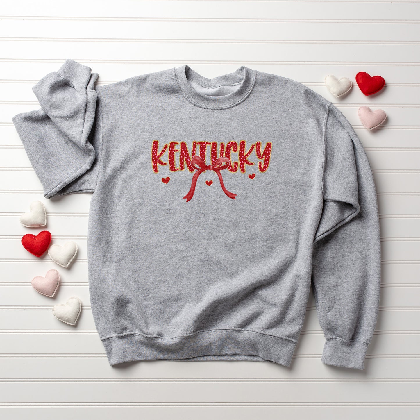 KY, Red Gold Glitter, Bow, Kentucky, Valentine | DTF Print - COOL PEEL |