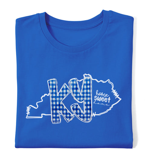 KY, Plaid, White State Outline | DTF Print - COOL PEEL |