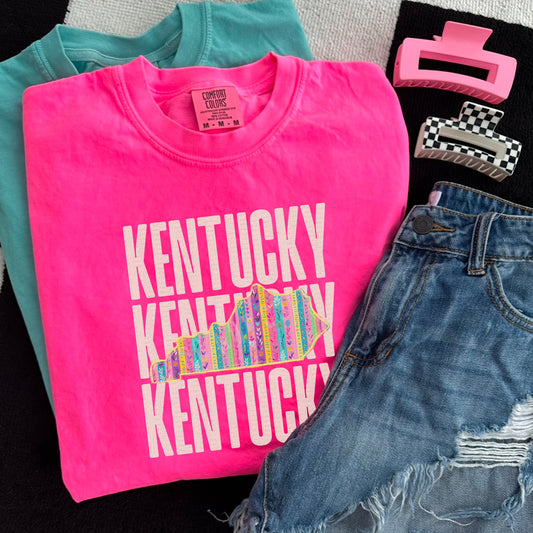 Kentucky, KY, Light Tan With Colorful Striped State | DTF Print - COOL PEEL |
