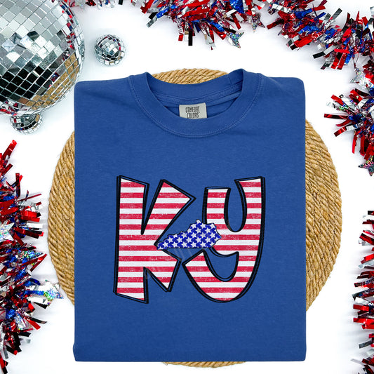 Kentucky, KY Red & White Stripes, Blue Stars State | DTF Print - COOL PEEL |