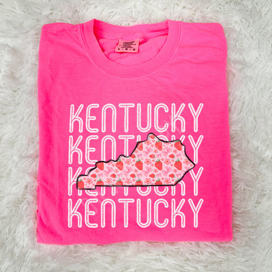 Kentucky, KY, White Stacked, Strawberries State | DTF Print - COOL PEEL |