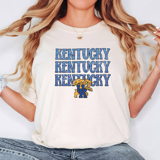 Kentucky, KY, Stacked Plaid, Mascot | DTF Print - COOL PEEL |
