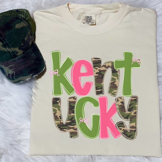 Kentucky, Pink, Green Camo, Bows | DTF Print - COOL PEEL |