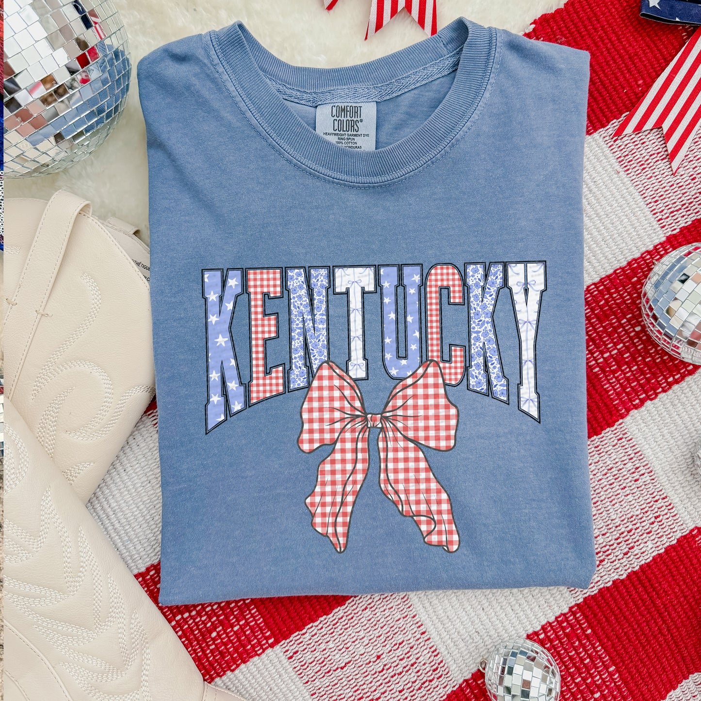 Kentucky, Red Gingham Bow | DTF Print - COOL PEEL |