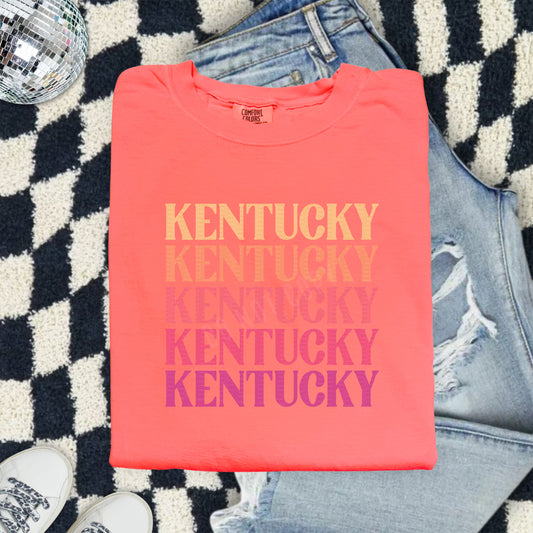 Kentucky, Stacked, Orange Pink Ombre | DTF Print - COOL PEEL |