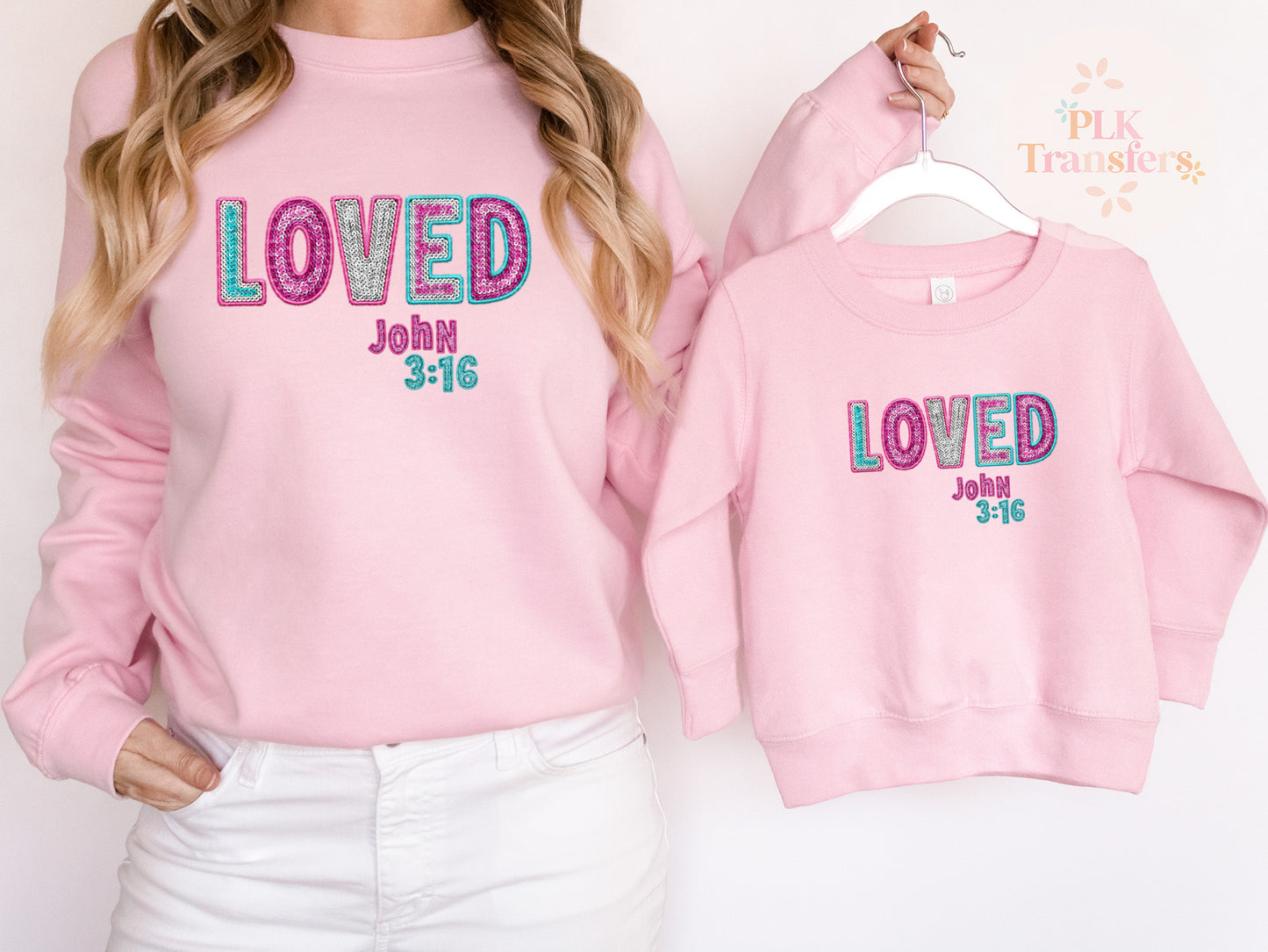 YOUTH PRINT, Loved John 3:16, Blue & Pink, Valentine's Day, Scripture | DTF Print - COOL PEEL |