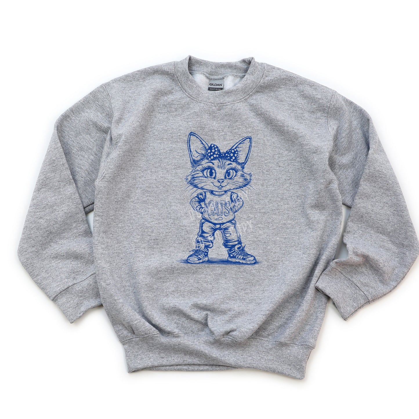 Girly Wildcat Mascot, KY, Kentucky | Screen Print Transfer | - SINGLE COLOR