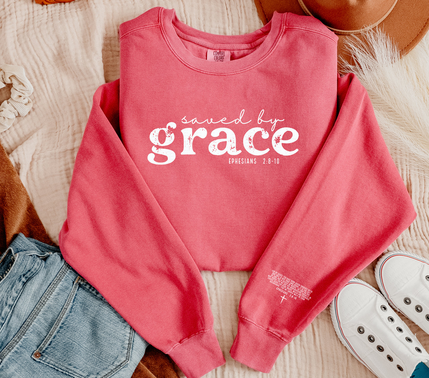 Saved By Grace (FREE SLEEVE INCLUDED) | Screen Print Transfer | - SINGLE COLOR