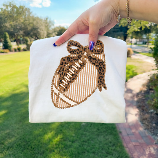 Football With Leopard Print Bow | DTF Print  COOL PEEL |