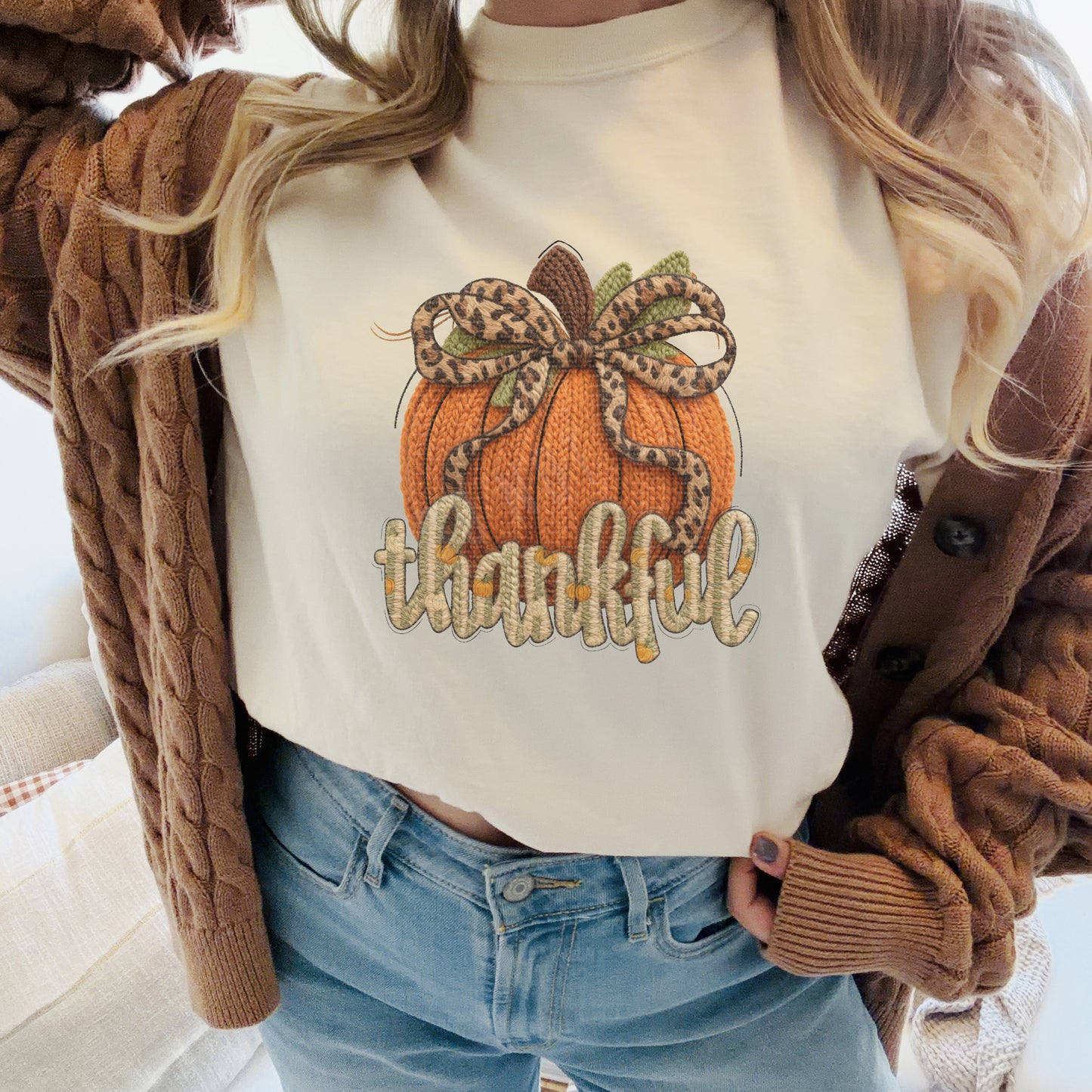 Thankful, Pumpkin, Leopard Bow | DTF Print - COOL PEEL |