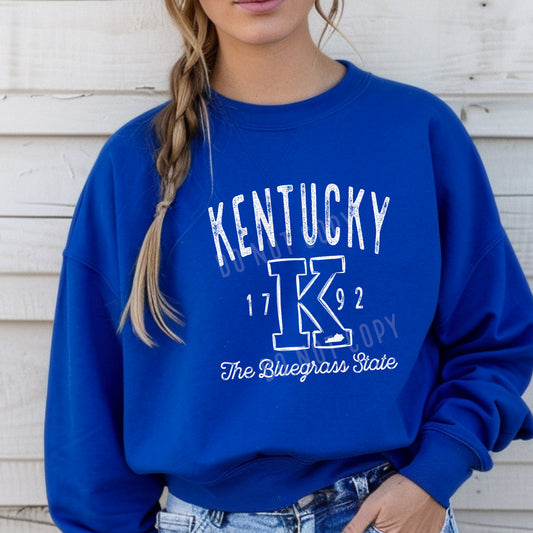 KY, Kentucky, The Bluegrass State, Outline Big K| Screen Print Transfer | - SINGLE COLOR