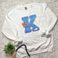 Blue Plaid K, KY, Kentucky, Basketball Bow | DTF Print - COOL PEEL |