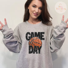 Load image into Gallery viewer, Basketball Game Day, Faux Glitter Sequin, WARM-COOL PEEL | DTF Print | FULL COLOR
