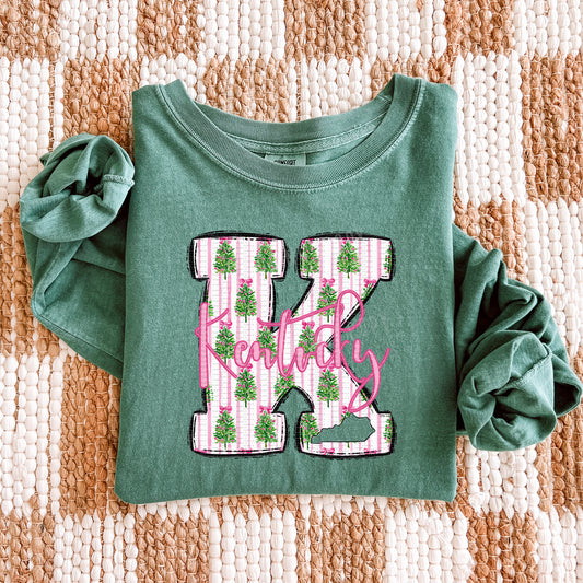 Kentucky, Pink & Green, Christmas Trees | DTF Print - COOL PEEL |