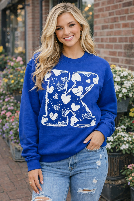 Big K, Kentucky, Hearts, Valentine's Day | Screen Print Transfer | - SINGLE COLOR