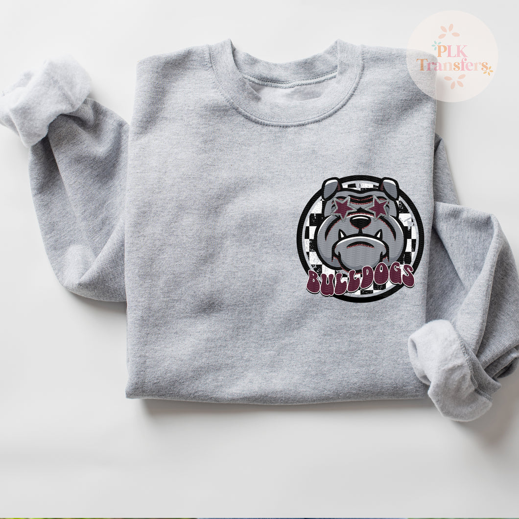 Bulldogs Mascot, Preppy, POCKET | Matte Clear Film Screen Print Transfer | - FULL COLOR