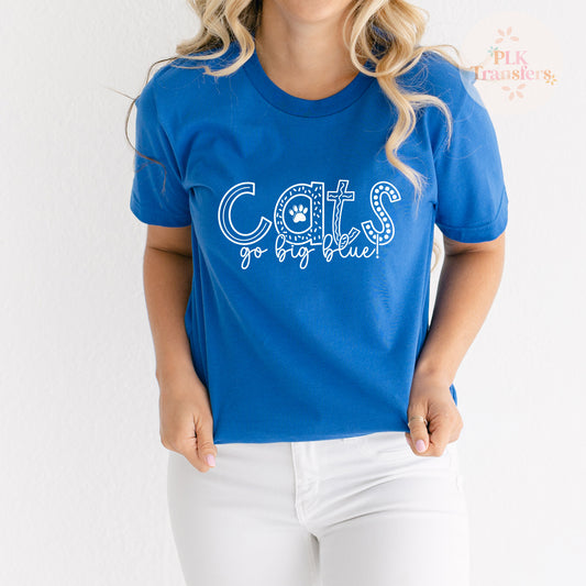 Cats, Go Big Blue | Screen Print Transfer | - SINGLE COLOR