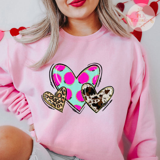 Cute Cow Print, Leopard, & Dots - Hearts Valentine's Day | DTF Print - COOL PEEL |