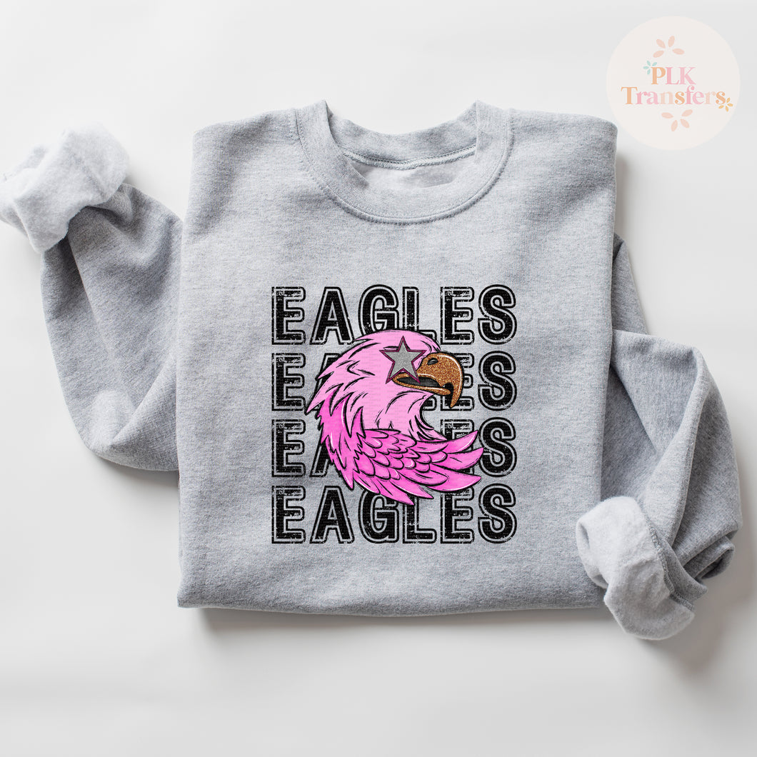 Eagles, Pink, School Spirit | DTF Print | FULL COLOR