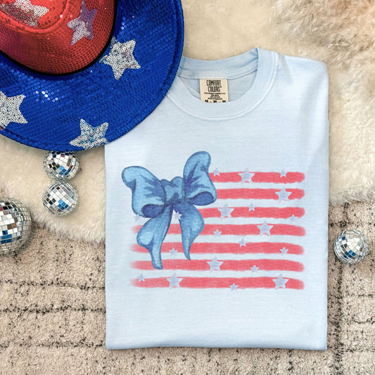Flag With Big Blue Bow | DTF Print - COOL PEEL |