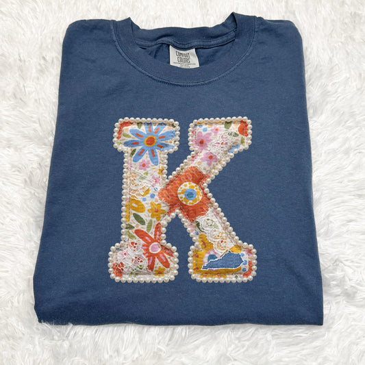 Big Floral K With Lace | DTF Print - COOL PEEL |