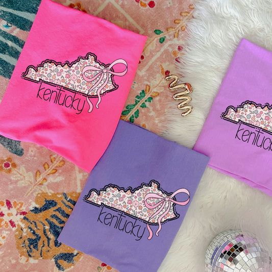 Floral KY, Pink Bow | DTF Print - COOL PEEL |