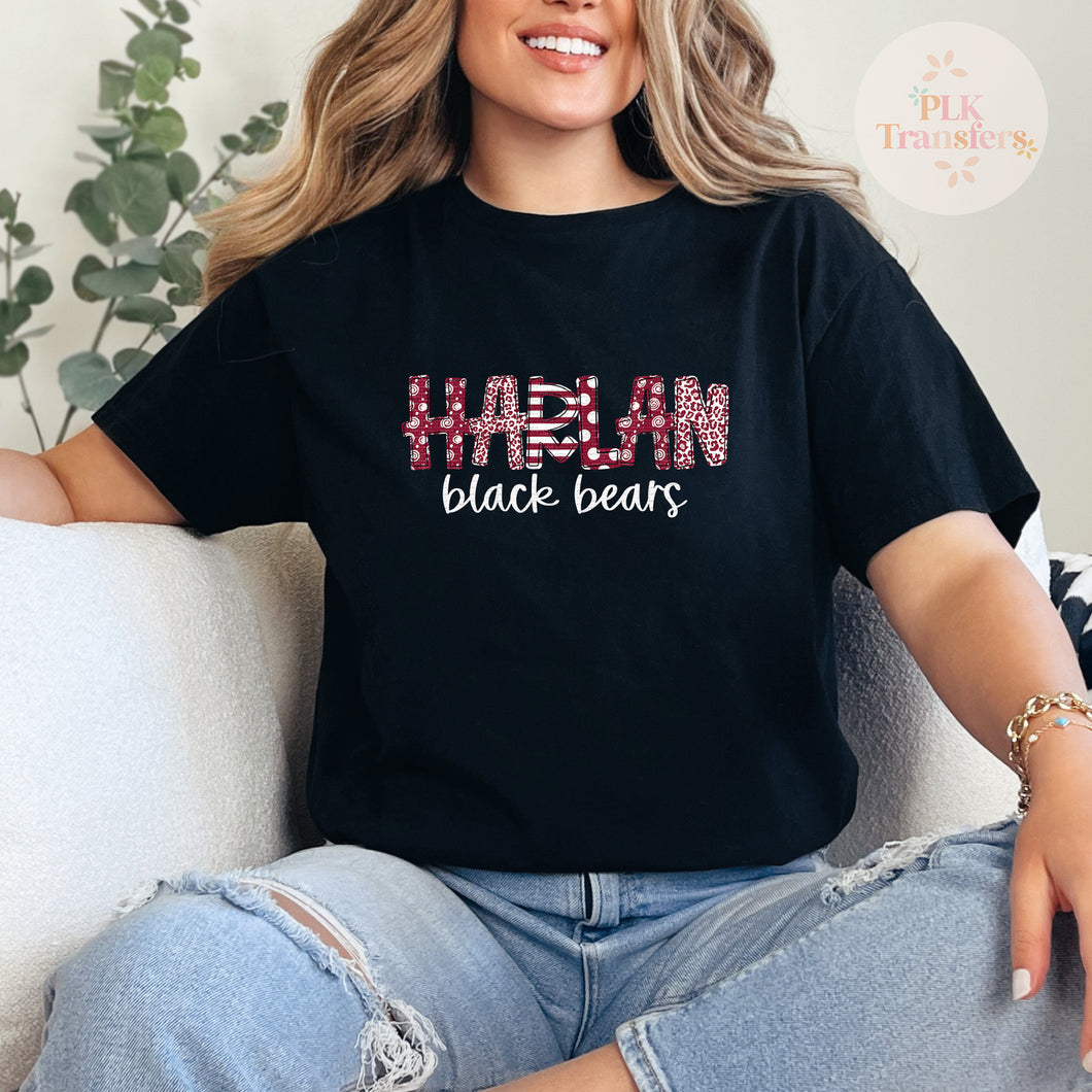 Harlan Black Bears | DTF Print | FULL COLOR