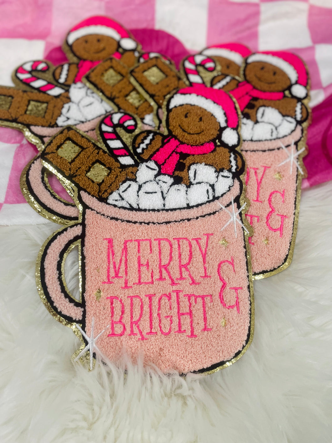 Pink Cup, Gingerbread Man, Merry & Bright - CHENILLE