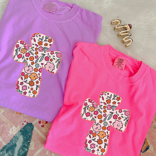 Floral Cross | DTF Print - COOL PEEL |