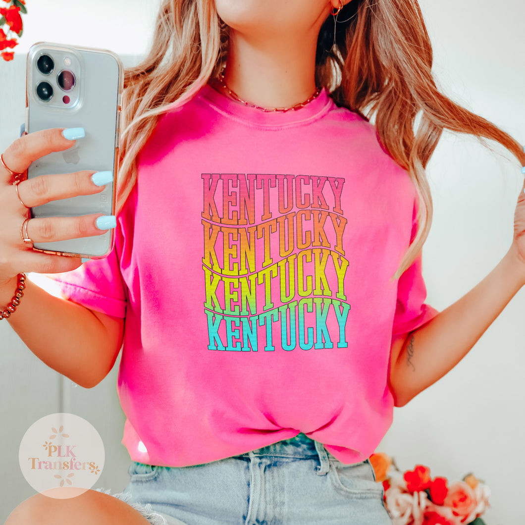 Kentucky, Colorful Ombre | Clear Film Screen Print | FULL COLOR