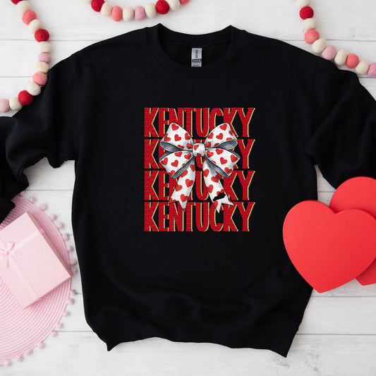 KY, Kentucky, White Heart Bow, Valentine | DTF Print - COOL PEEL |