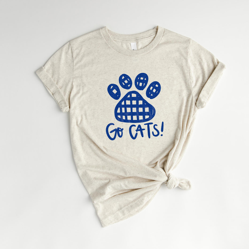 Go Cats, Blue Paw  | Screen Print Transfer | - SINGLE COLOR