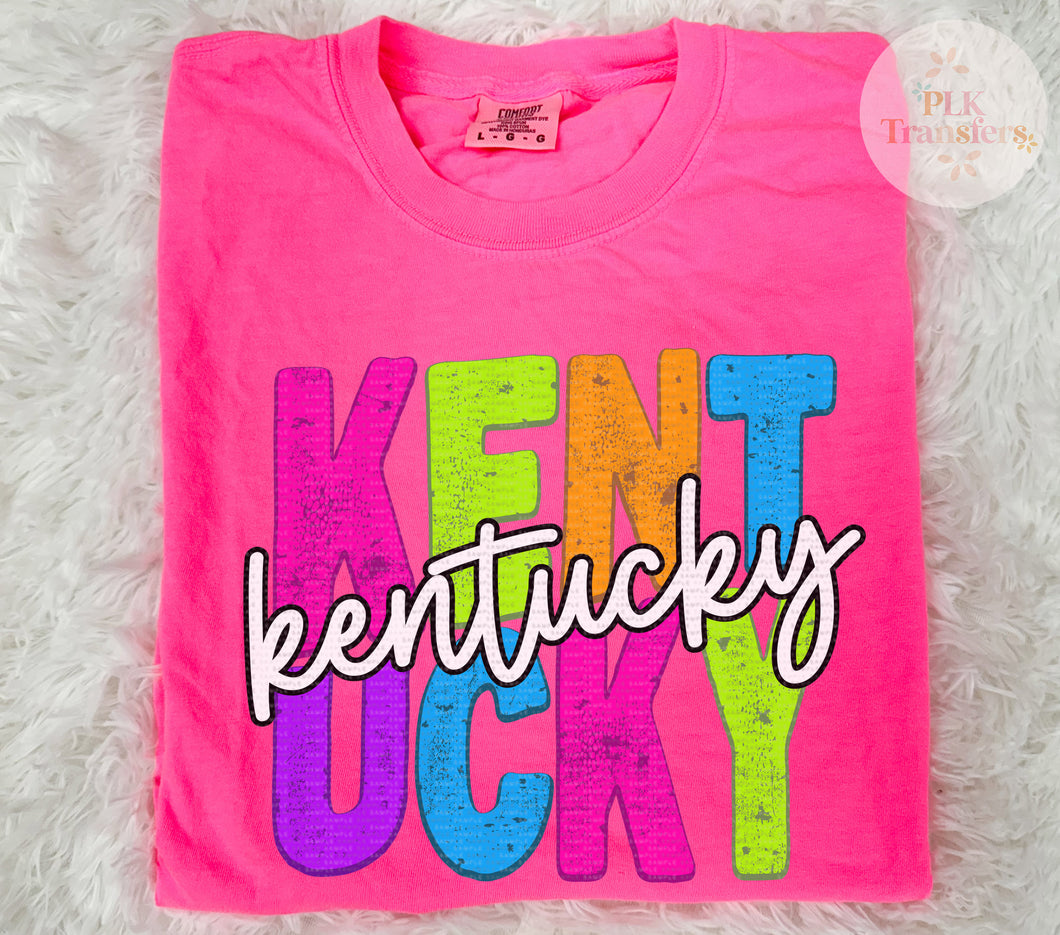Kentucky, Neon Colors | DTF TRANSFER | Cool Peel - FULL COLOR