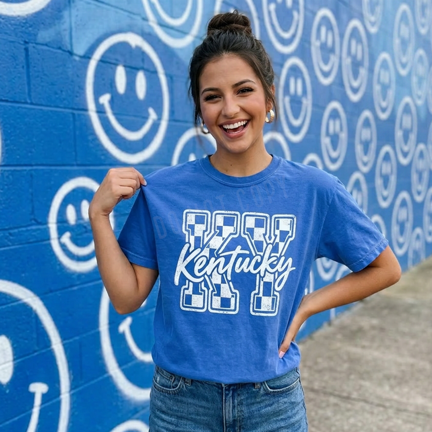 KY Checkered, Kentucky | Screen Print Transfer | - SINGLE COLOR