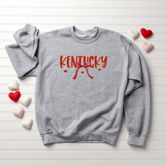 KY, Red Gold Glitter, Bow, Kentucky, Valentine | DTF Print - COOL PEEL |